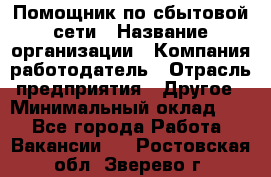 Помощник по сбытовой сети › Название организации ­ Компания-работодатель › Отрасль предприятия ­ Другое › Минимальный оклад ­ 1 - Все города Работа » Вакансии   . Ростовская обл.,Зверево г.